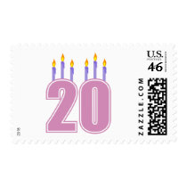 20 Birthday Candles (Purple / Pink) Postage