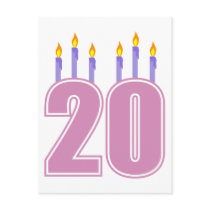 20 Birthday Candles (Purple / Pink) Post Cards