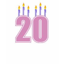 20 Birthday Candles (Purple / Pink) t-shirts