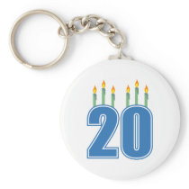 20 Candles (Blue / Green) Keychains
