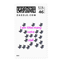 20 Cat Heads Old Postage Stamp