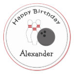 20 Customizable Cupcake Toppers Bowling Party Round Sticker
