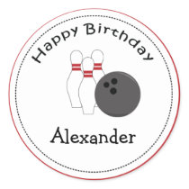 20 Customizable Cupcake Toppers Bowling Party Round Sticker