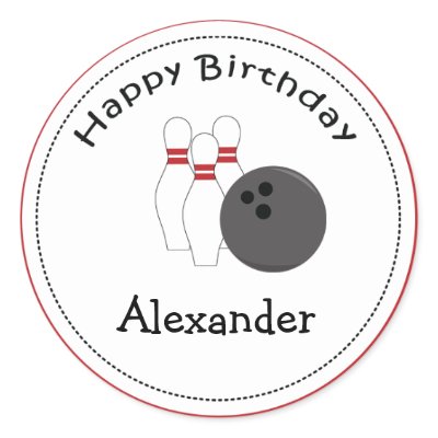 20 Customizable Cupcake Toppers Bowling Party Round Sticker by allpetscherished