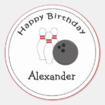 20 Customizable Cupcake Toppers Bowling Party Round Sticker