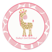 20 Customizable Cupcake Toppers Jungle Giraffe Round Sticker