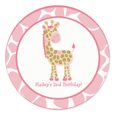 20 Customizable Cupcake Toppers Jungle Giraffe Round Sticker by allpetscherished