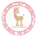 20 Customizable Cupcake Toppers Jungle Giraffe Round Sticker