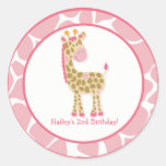20 Customizable Cupcake Toppers Jungle Giraffe Round Sticker