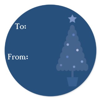 20 Cute Christmas Tree Blue Gift Label Stickers sticker