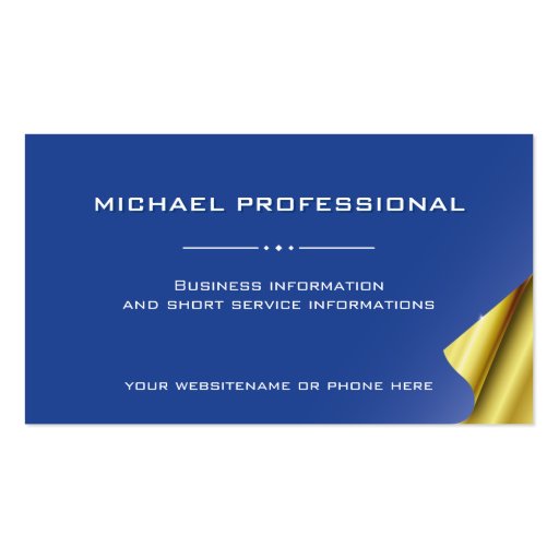 20 Modern Professional Business Card blue, gold (front side)