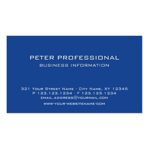 20 Modern Professional Business Card royal blue (front side)