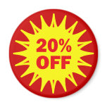 20 PERCENT OFF RETAIL LABEL FRIDGE MAGNETS