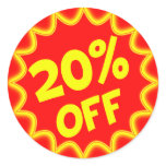 20 PERCENT OFF RETAIL LABEL STICKERS
