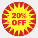 20 PERCENT OFF RETAIL LABEL STICKER