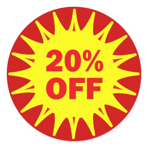 20-percent-off-retail-label-classic-round-sticker-zazzle