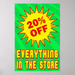 20 PERCENT OFF RETAIL SALE POSTER posters