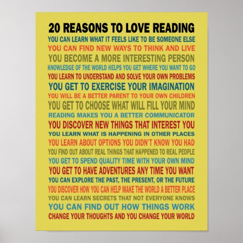 20 Reasons to Love Reading Books Posters