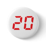 20 twenty red alarm clock digital number pinback button