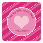 20 Valentine's Day Hearts n Dashes Square Stickers