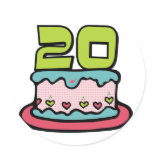 20 Year Old Birthday Cake Stickers