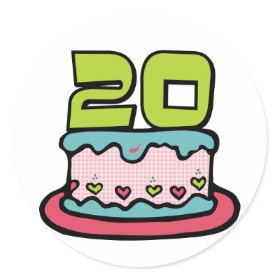 20 Year Old Birthday Cake Stickers by Birthday_Bash