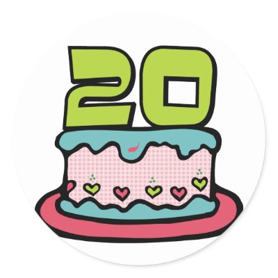 20 Year Old Birthday Cake Stickers by Birthday_Bash