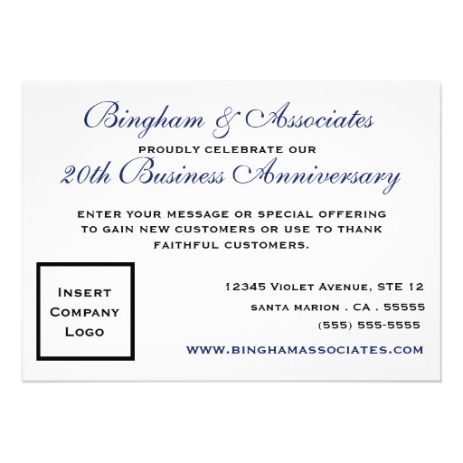 20th Anniversary Business Announcement Blue
