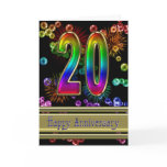 20th anniversary with fireworks and bubbles greeting card