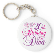 20th Birthday Diva Key Chains