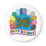 20th Birthday Gifts with Assorted Balloons Design Magnet