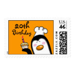 20th birthday party cupcake (penguin chef) postage