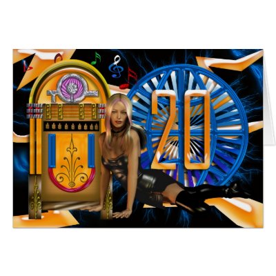 20th Birthday, sexy female with juke box Card by moonlake