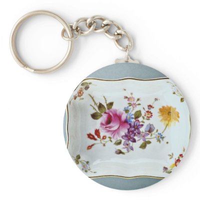 20th century ashtray, Derby, England  flowers Key Chain by blueyellowtube