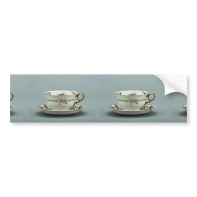 20th century tea cup and saucer, Bavaria, Germany Bumper Stickers by inspirelove