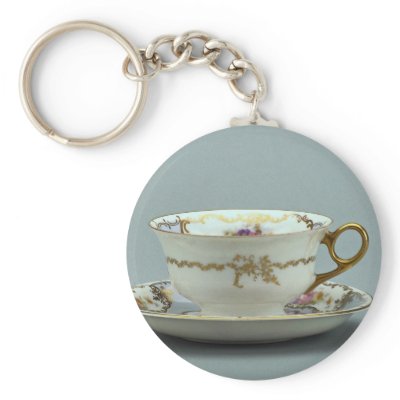 20th century tea cup and saucer, Bavaria, Germany Key Chain by inspirelove