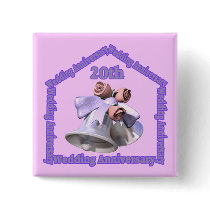 20th Wedding Anniversary Buttons