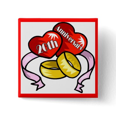 20th Wedding Anniversary Buttons