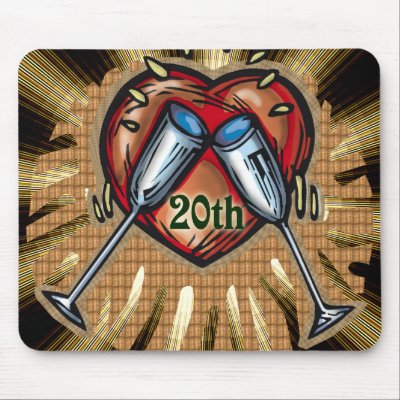 20th wedding anniversary square mouse mat by wedding_anniversary