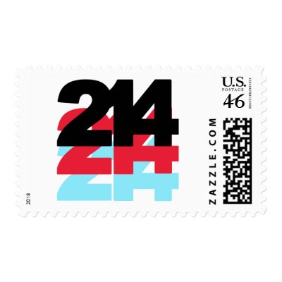 214 Area Code Postage Stamp by