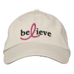 ($21.95) Believe Breast Cancer Ribbon Hat Baseball Cap