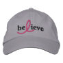 ($21.95) Believe Breast Cancer Ribbon Hat Embroidered Baseball Cap