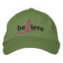 ($21.95) Believe Breast Cancer Ribbon Hat Embroidered Baseball Caps