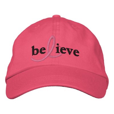 ($21.95) Believe Breast Cancer Ribbon Hat Embroidered Hat ($21.95) Believe Breast Cancer Ribbon Hat Embroidered Hat