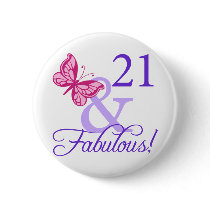 21 And Fabulous Birthday Pinback Buttons