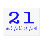 21 And Full Of Fun Blue Post Card