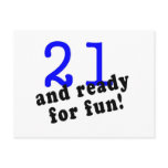 21 And Ready For Fun Blue Postcard