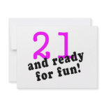21 And Ready For Fun Pink Invitations