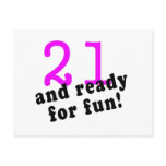 21 And Ready For Fun Pink Postcards