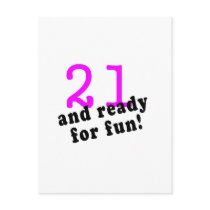 21 And Ready For Fun Pink Postcards